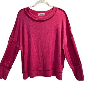 Haptics NWOT Vibrant Pink Women's Crew Neck Sweater